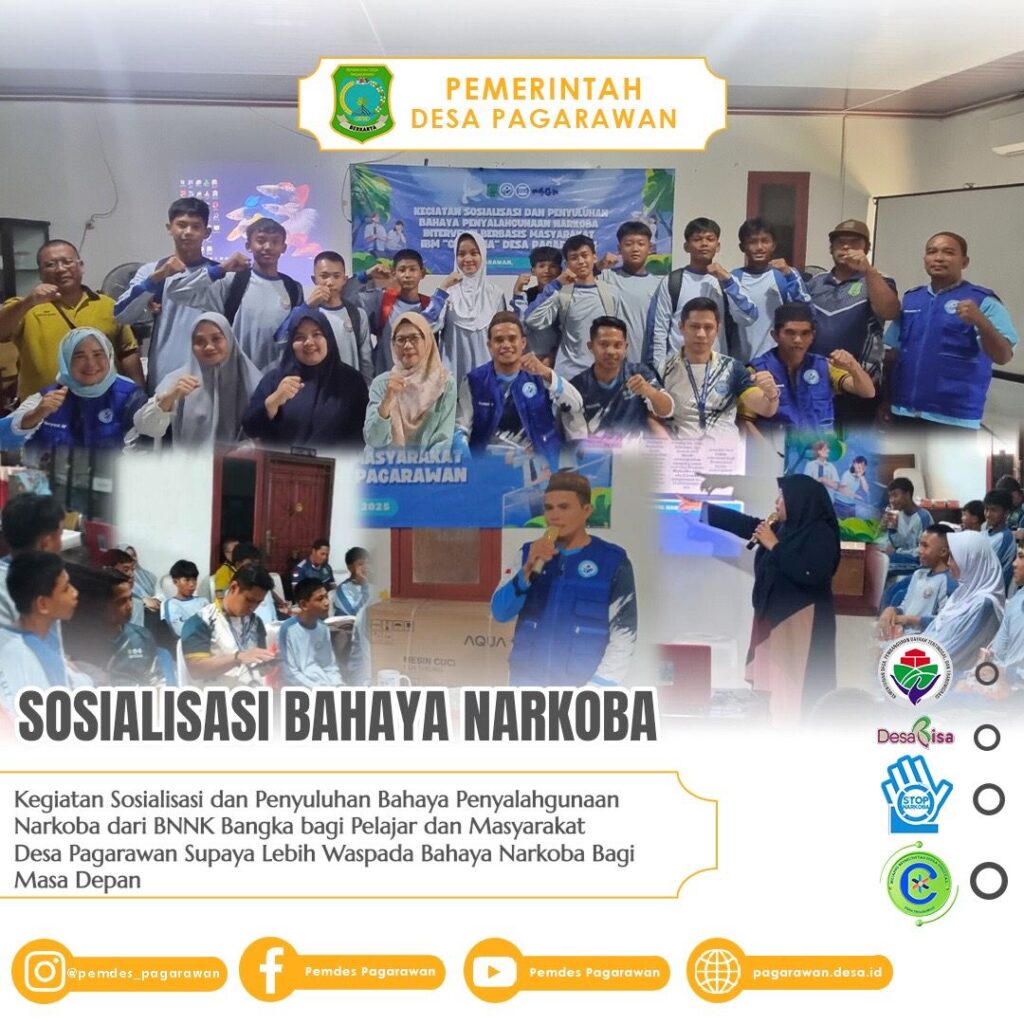 BNNK Bangka Gelar Sosialisasi Bahaya Narkoba bagi Pelajar dan Masyarakat Desa Pagarawan