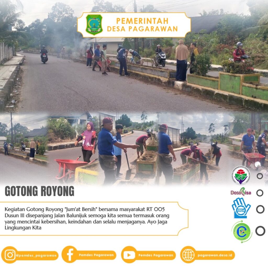 Gotong Royong Bersihkan Tanaman Liar di Sepanjang Jalan Balunijuk, Desa Pagarawan, Dusun III RT 05