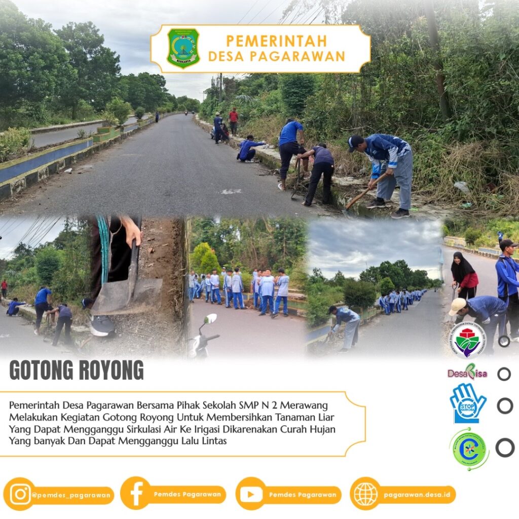 Gotong Royong Pemdes Pagarawan Bersama SMPN 2 Merawang