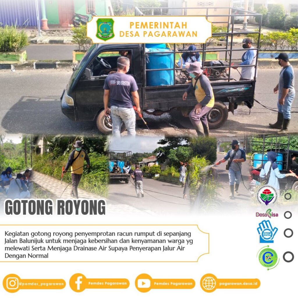 GOTONG ROYONG PENYEMPROTAN RUMPUT DI SEPANJANG JALAN BALUNIJUK DESA PAGARAWAN