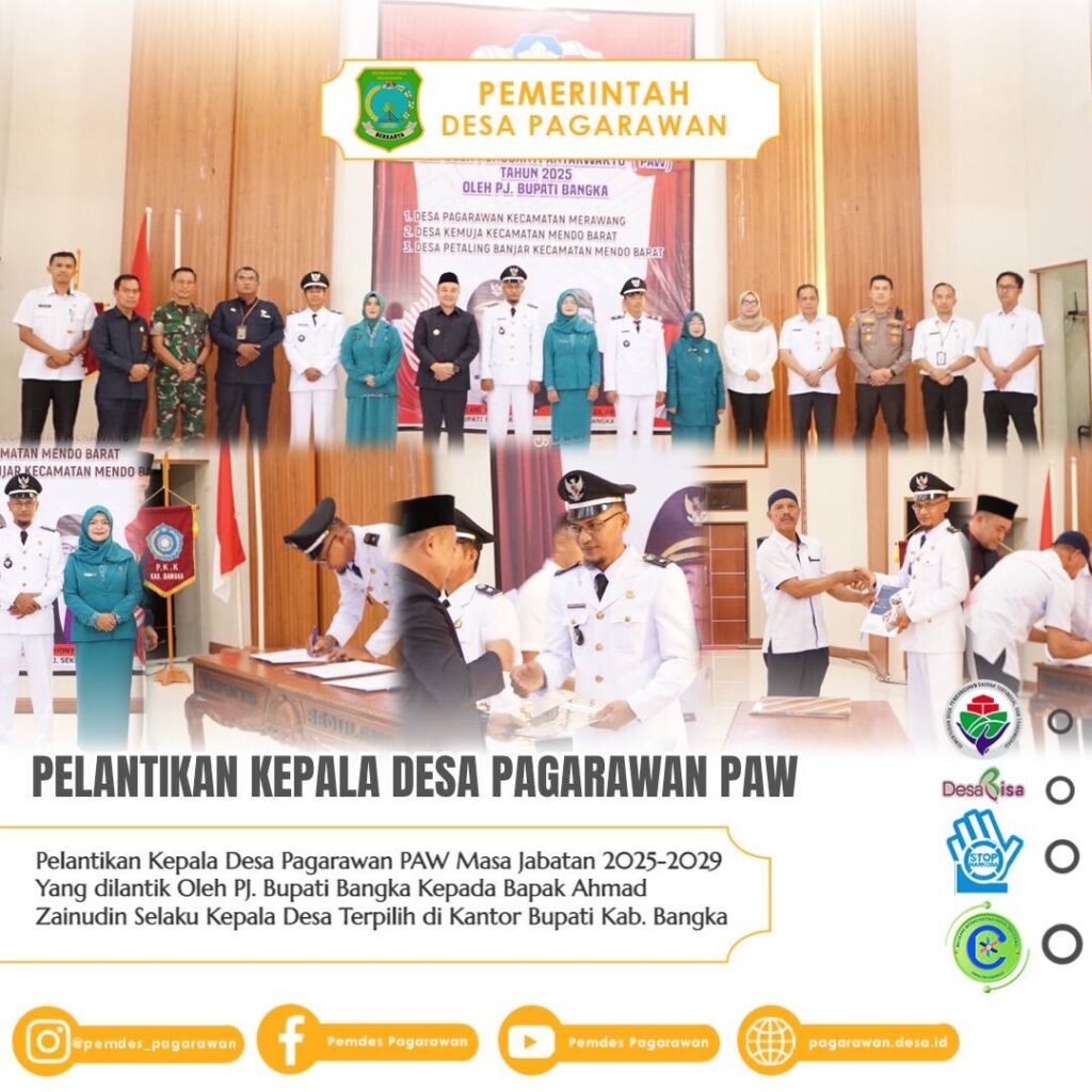 KEPALA DESA PAGARAWAN PAW TERPILIH RESMI DILANTIK OLEH PJ BUPATI BANGKA