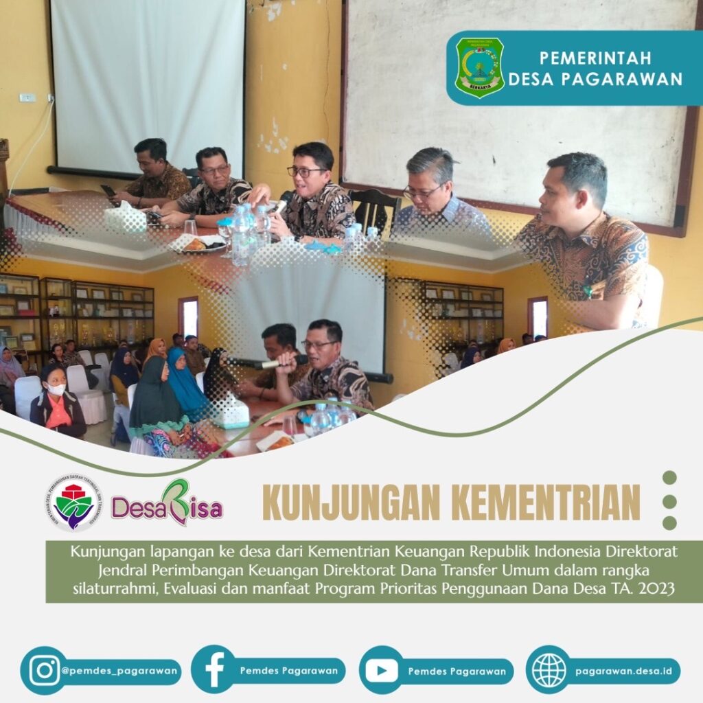 Kunjungan lapangan ke desa dari Kementrian Keuangan Republik Indonesia Direktorat Jendral Perimbangan Keuangan Direktorat Dana Transfer Umum