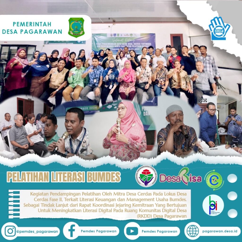 Pelatihan Literasi Keuangan dan Management Usaha Bumdes oleh Pusat Pengembangan Daya Saing Desa Kementrian Desa PDTT di Desa Pagarawan