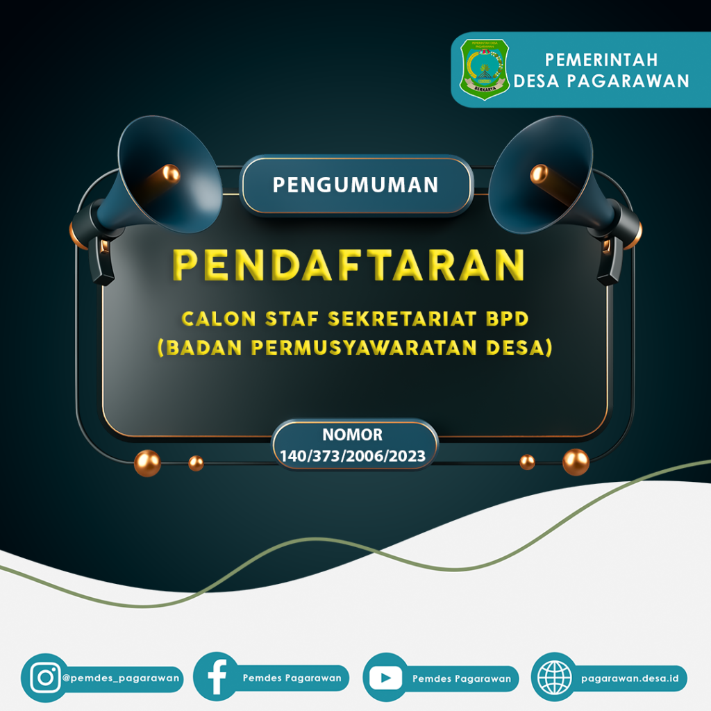 Pemerintah Desa Pagarawan Mengadakan Pendaftaran Calon Staf Sekretariat BPD