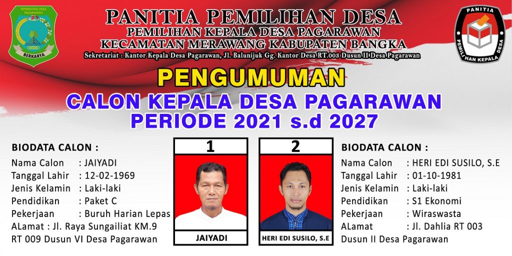 PENGUMUMAN CALON KEPALA DESA PAGARAWAN 2021