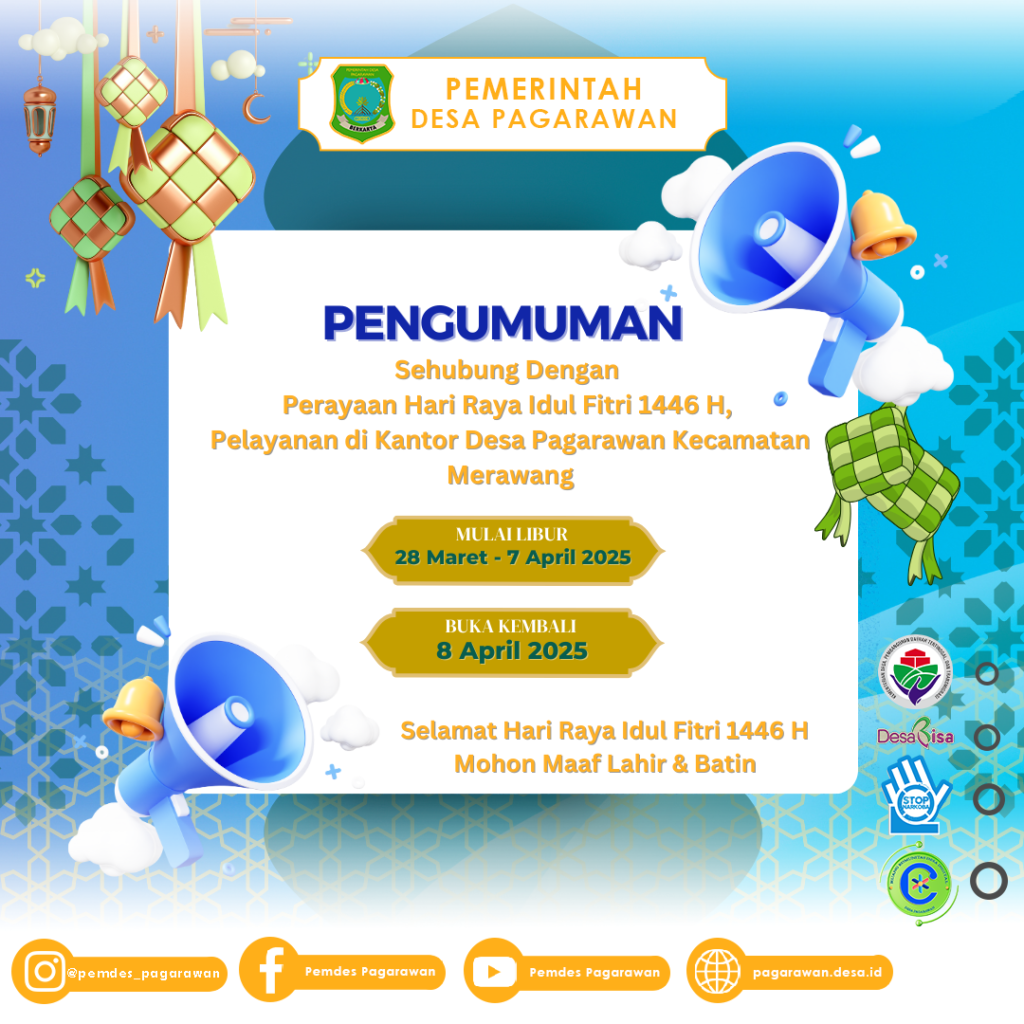 Pengumuman Jadwal Pelayanan Pemerintah Desa Pagarawan Selama Perayaan Idul Fitri 1446 H