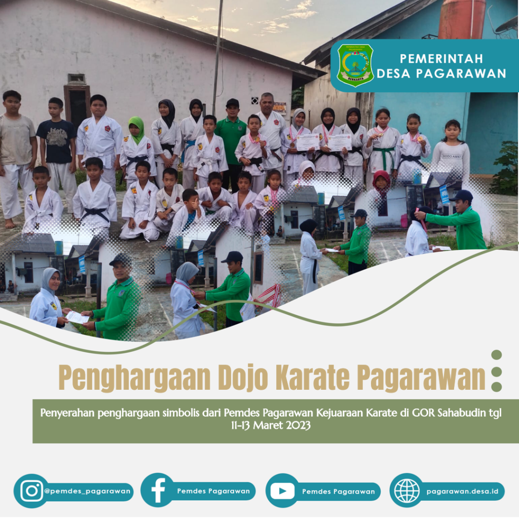 Penyerahan Simbolis Kepada Dojo Karate Pagarawan Pada kejuaraan karate di GOR Sahabudin dari Desa Pagarawan  Tanggal 11-13 Maret 2023