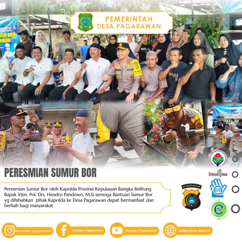 Peresmian Sumur Bor oleh Kapolda Provinsi Kepulauan Bangka Belitung di Desa Pagarawan