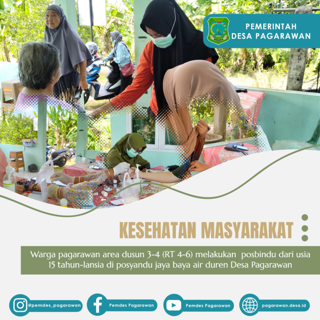 Warga pagarawan area Dusun III & IV Rt 4-6  Melaksanakan posbindu dari usia 15 tahun-lansia